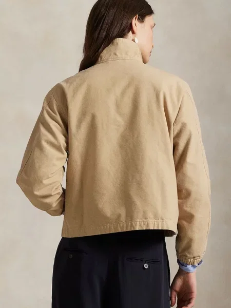 Polo Ralph Lauren jachetă scurtă pentru femei din denim bej
