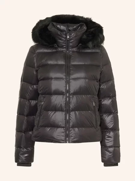 Tommy Hilfiger Péřová Bunda S Odnímatelnou Umělou Kožešinou černá