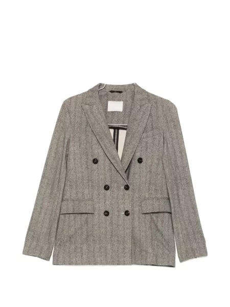 Geacă Circolo 1901 cu model herringbone cu două rânduri de nasturi gri