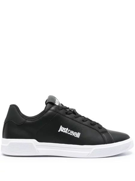 Sneakerși Just Cavalli din piele cu imagine negru