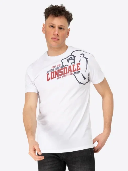 LONSDALE Tricou Walkley roșu / negru alb