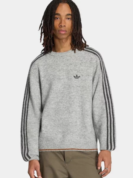 Pulover adidas Fluffy Knit Crew Sweatshirt Medium Grey Heather M gri