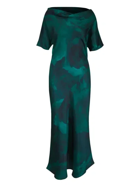 Rochie midi Kiton cu imagine cu imprimeu abstract verde