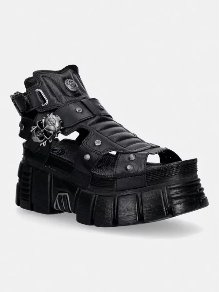 New Rock LUXOR NEGROTOWER NEGRO + LATERAL + ENT. sandale de damă din piele