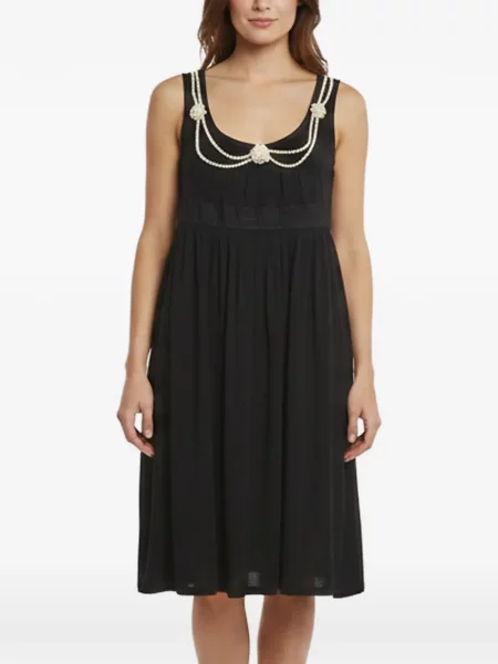 Rochie mini Love Moschino cu perle evazată negru