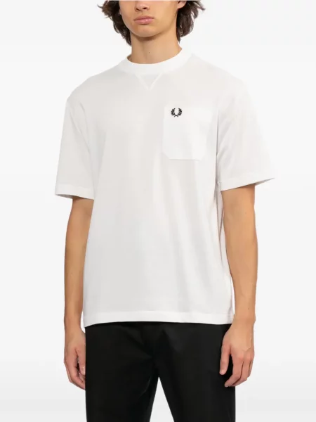 Tricou Fred Perry cu broderie alb