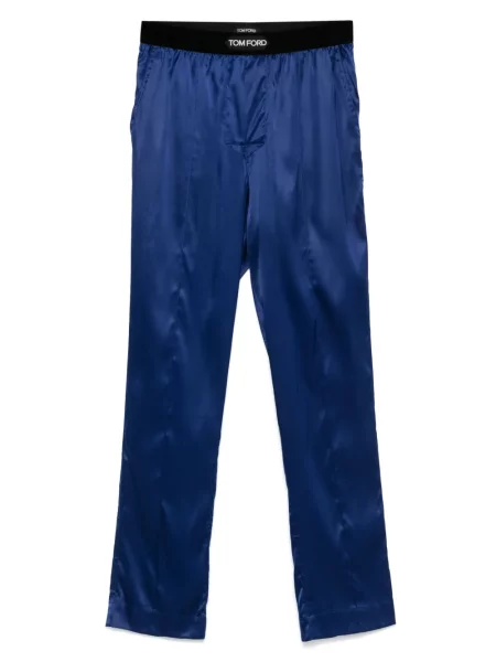 Saténové kalhoty Tom Ford modré