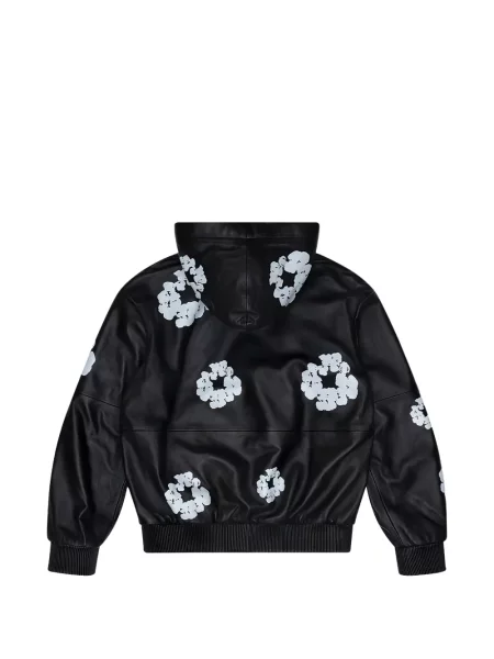 Hanorac cu glugă Denim Tears din piele negru
