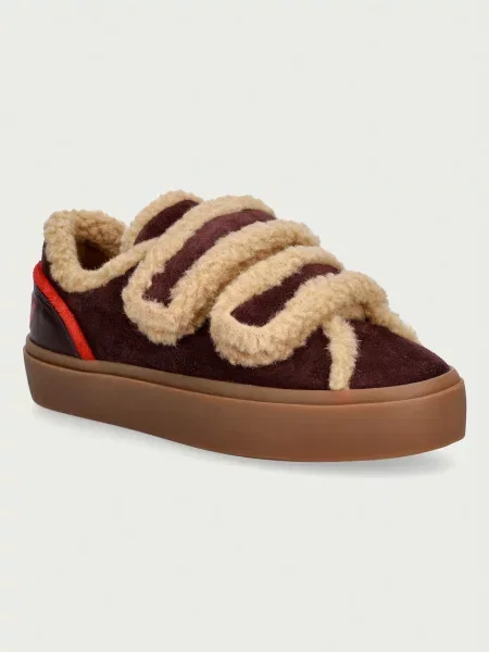 Inuikii Lila Shearling Low Velcro sneakers de damă din piele întoarsă