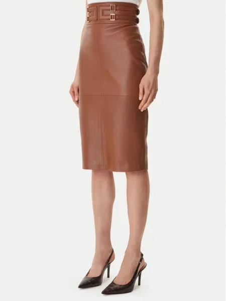 Elisabetta Franchi Шкіряна спідниця коричневий