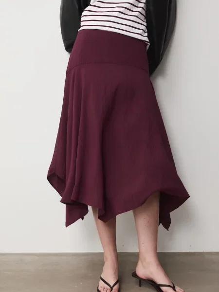 Medicine spódnica asymetryczna z modalem bordowa