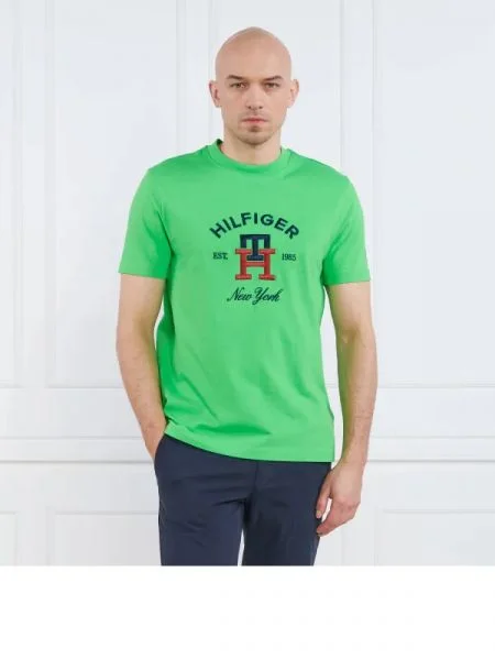 Tommy Hilfiger Tricou CURVED MONOGRAM verde