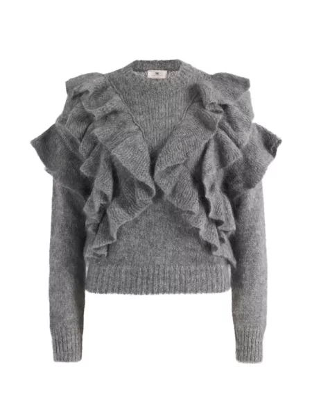 Pulover Elisabetta Franchi cu volane gri