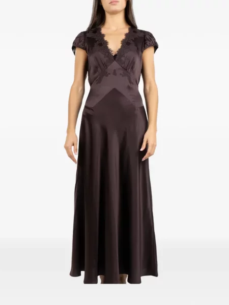 Rochie maxi Dôen de mătase maro