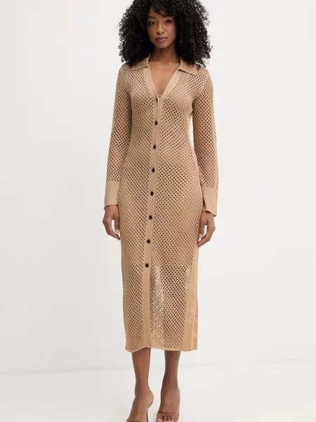 Karl Lagerfeld sukienka letnia z wiskozą brązowa
