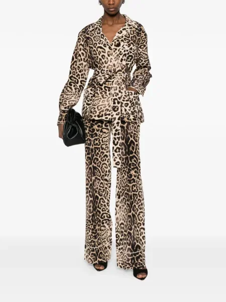 Pantaloni Ermanno Scervino cu imagine cu model leopard maro