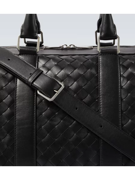 Usnjena torba Bottega Veneta črna