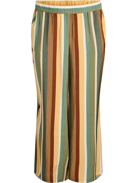 Zizzi Pantaloni Efina maro / galben lămâie / verde alb