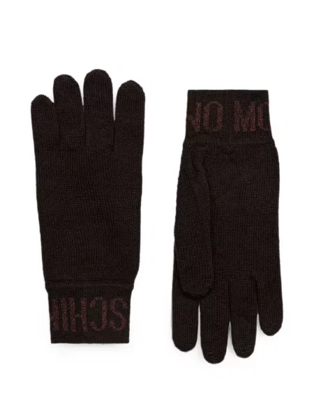 Mănuși Moschino de lână cu autograf maro
