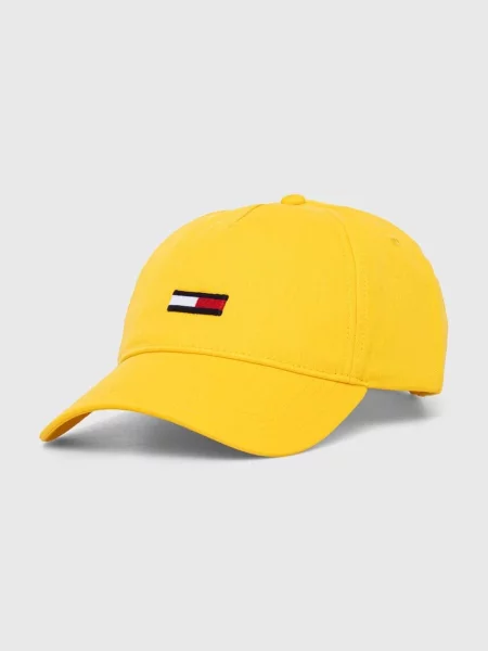 Шапка с козирка Tommy Jeans с изчистен дизайн жълто
