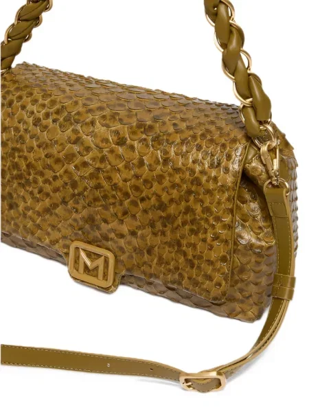 Geantă shopper Marella cu model piele de șarpe țesută cu bretele verde