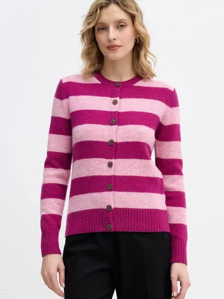 United Colors of Benetton kardigan wełniany fioletowy