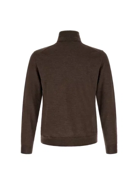 Sweter z golfem Zanone wełniany brązowy