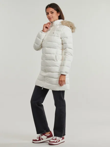 Kabát Tommy Jeans s kapucňou biela