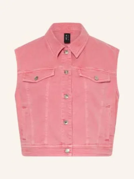 Marc Cain Krótka Kamizelka Jeansowa pink różowa