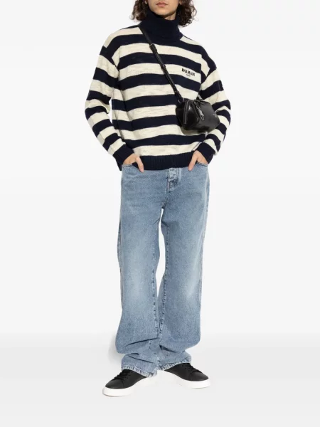 Pulover Balmain cu broderie albastru