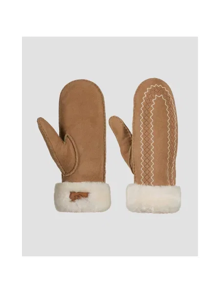 Mănuși Din Piele Pentru Femei Ugg Atherson Embroidered Mitten maro