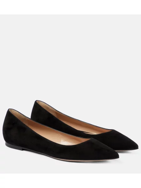 Balerini Gianvito Rossi din piele de căprioară negru