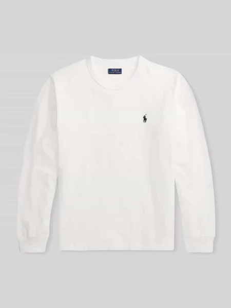 Bluzka z długim rękawem o kroju relaxed fit z czystej bawełny Polo Ralph Lauren biała