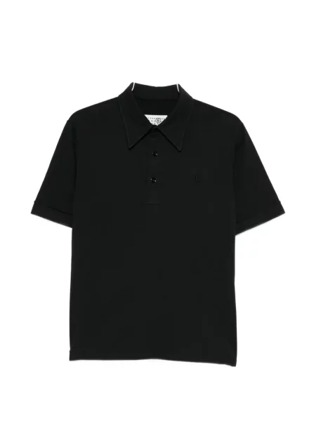 Tricou polo Mm6 Maison Margiela cu broderie negru
