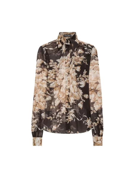 Jedwabna koszula Dolce And Gabbana beżowa