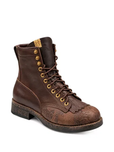Botine Visvim cu franjuri din piele maro