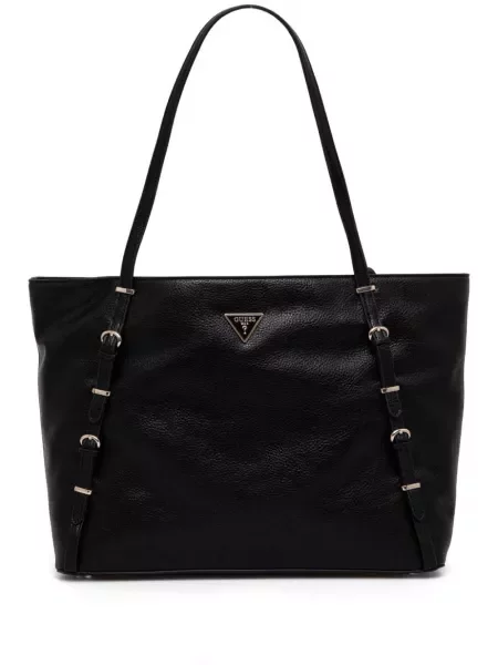 Geantă shopper Guess cu autograf negru