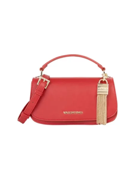 Lniana torebka Valentino Bags czerwona