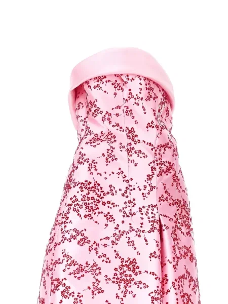 Rochie midi Alberta Ferretti cu model floral cu imagine fără bretele roz