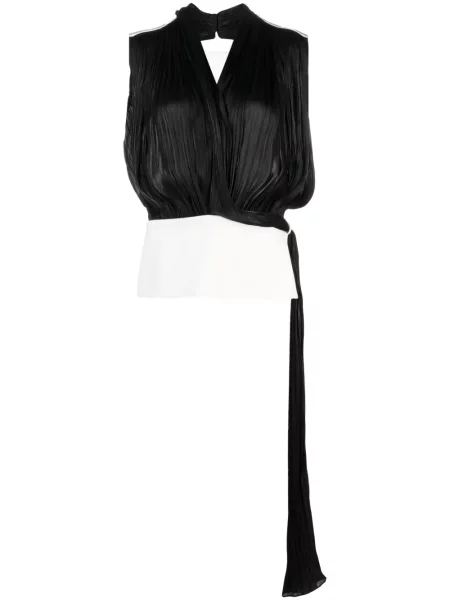 Top V:pm Atelier din satin cu decolteu în V negru