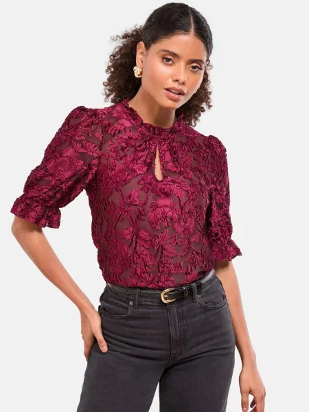 Lipsy Bluză burgundy roșu