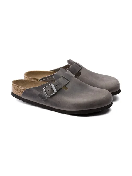 Birkenstock bőr papucs Boston szürke