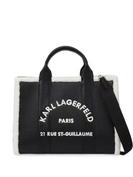 Geantă shopper Karl Lagerfeld din piele de oaie negru