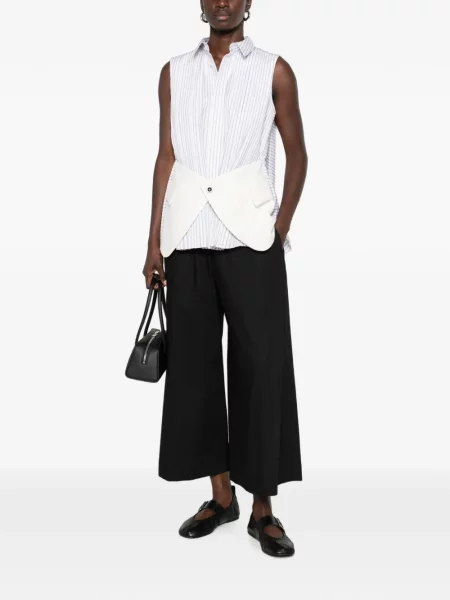 Top Sacai cu dungi cu imagine negru