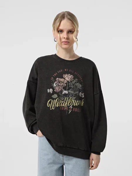 Світшот Only бавовна/поліестер чорний