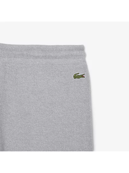 Lacoste Prążkowane Spodnie Dresowe Rozkloszowane Jasnoszare szare