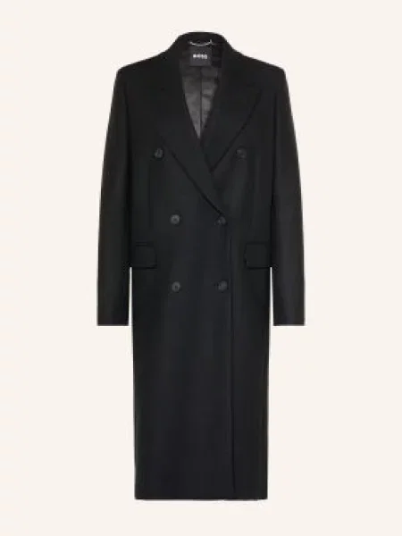 Boss Vlněný Kabát Cassjila černá
