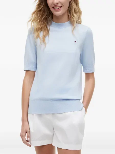 Scurt top Tommy Hilfiger cu broderie albastru