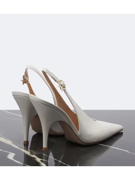 Pantofi cu toc Gianvito Rossi din piele slingback alb