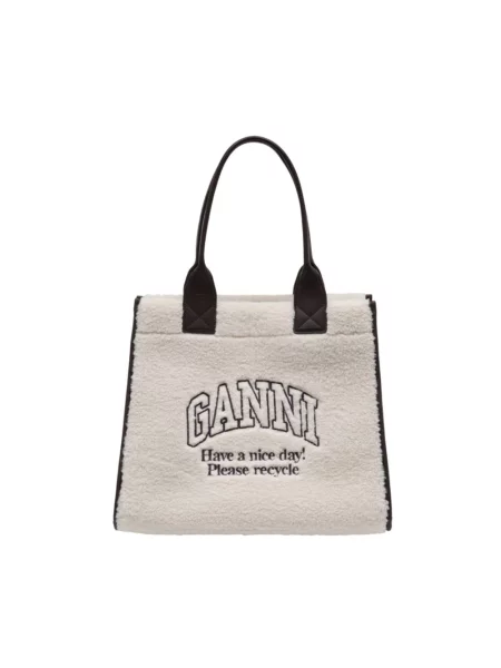 Torebka skórzana Ganni skórzana biała